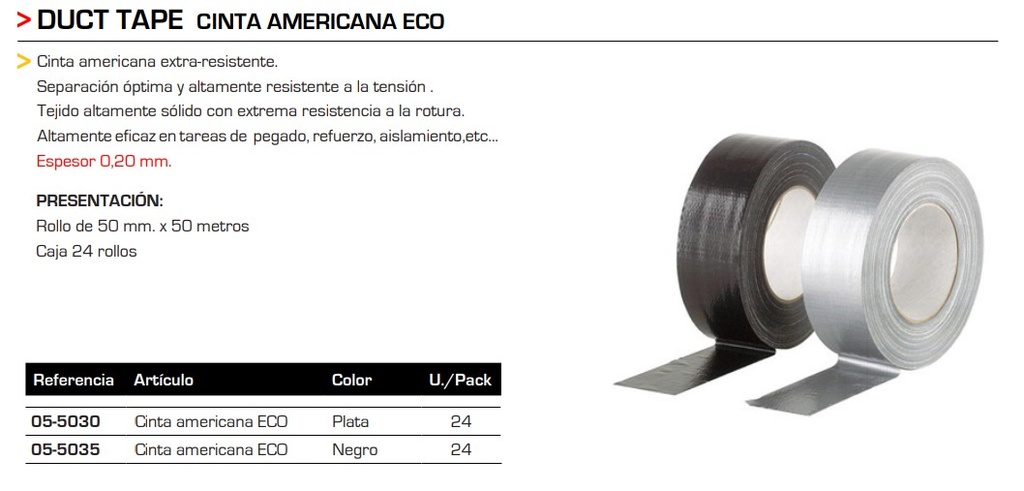 Cinta americana eco plata