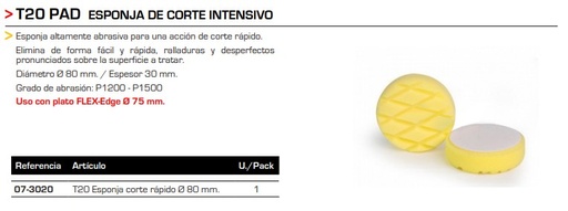 [07-3020] T20 PAD ESPONJA DE CORTE INTENSIVO 80