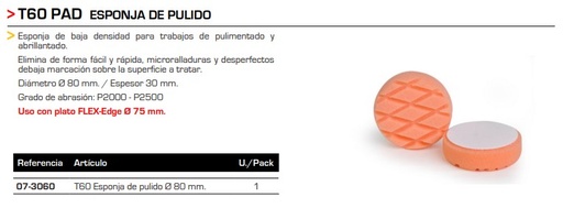 [07-3060] T60 PAD ESPONJA DE PULIDO 80